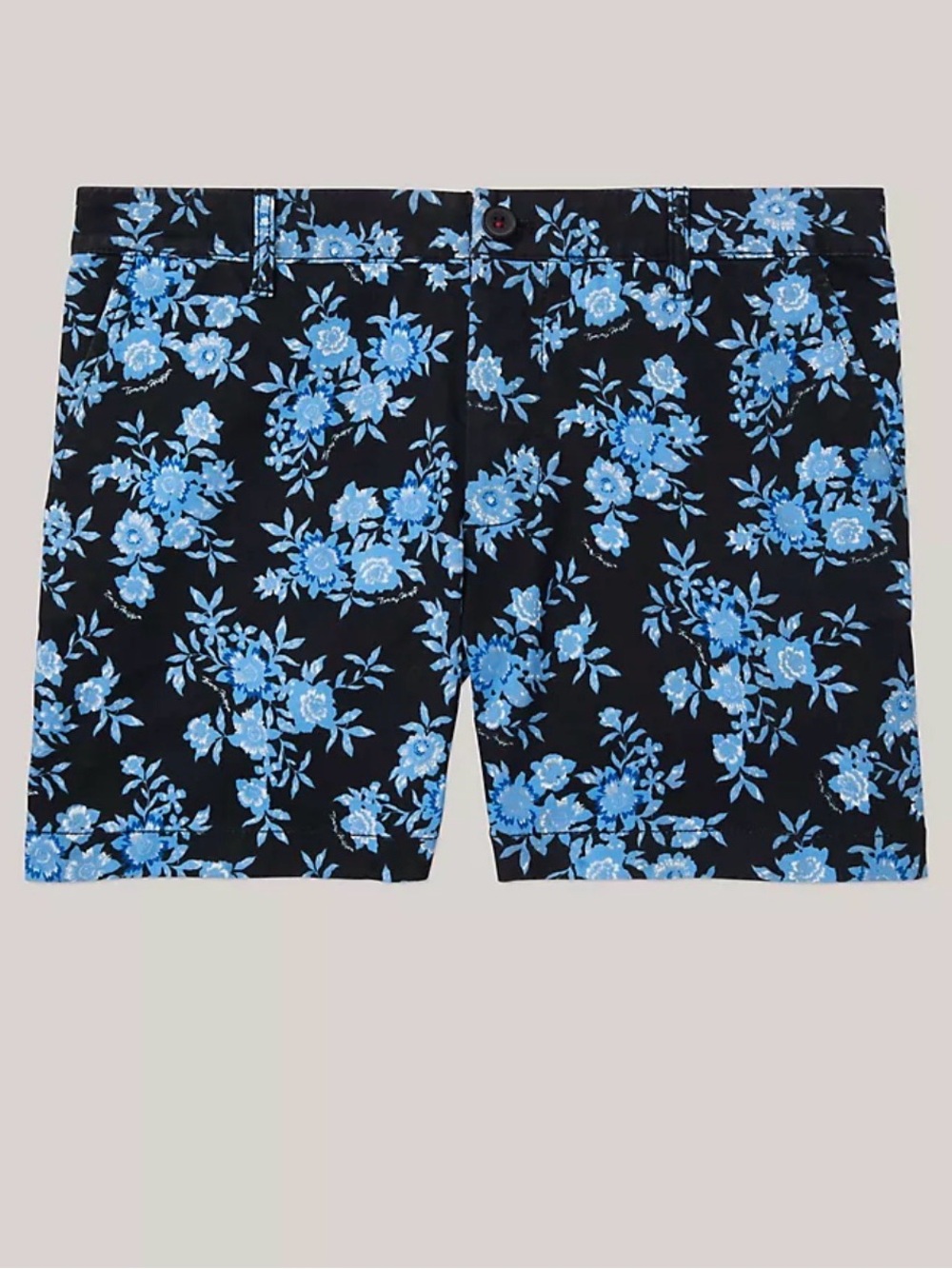 Tommy Hilfiger Black Shorts with Blue Floral Pattern, 5” Chinos, Sz 8